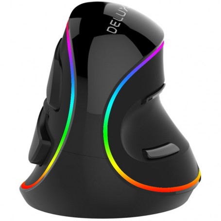 Souris Ergonomique RGB DELUX sans fil droitier Noir